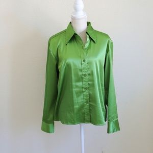 Satin Green Button Up Shirt